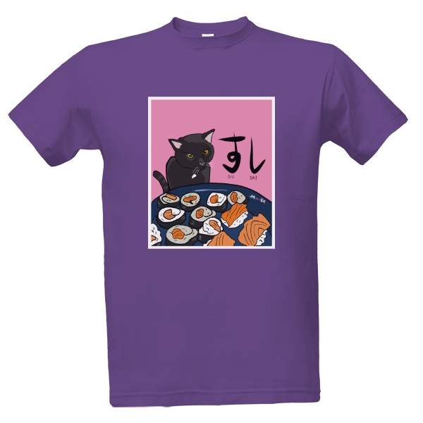 T-shirt Black Cat Robinson vs. sushi