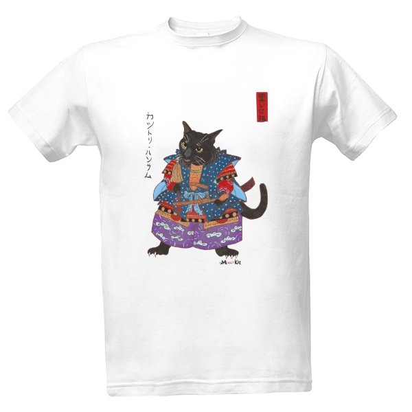 Tričko s potlačou Čierný kocúr japonský shogun Catori Handsome